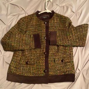 Talbots size 12P blazer jacket brown green orange